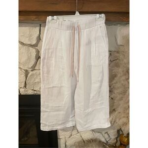 Anthropologie sundry cotton cropped wide leg draw string white pants size XS